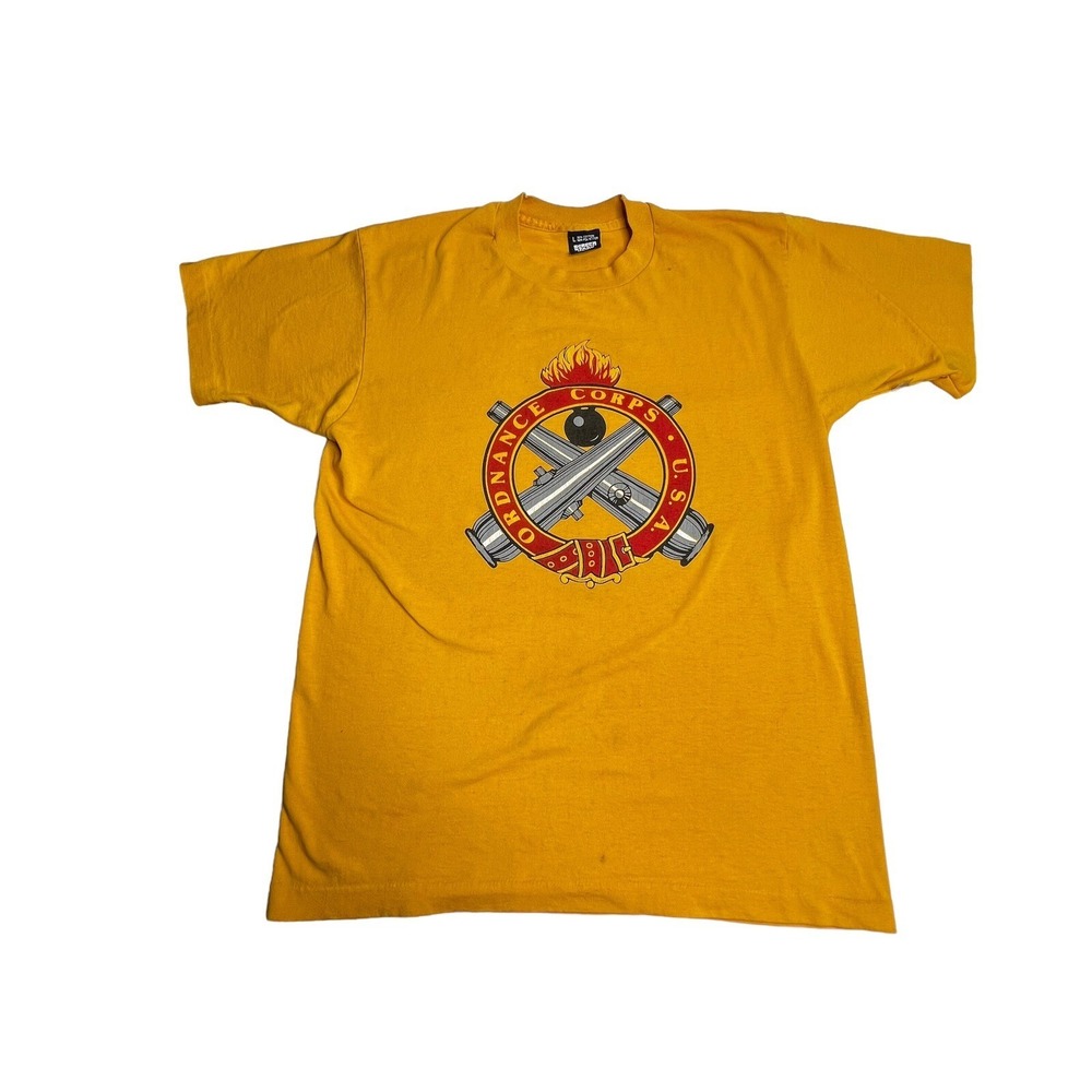 Vintage Screen Stars Shirt Army Ordinance Corps Single Stitch USA Yellow Men's L